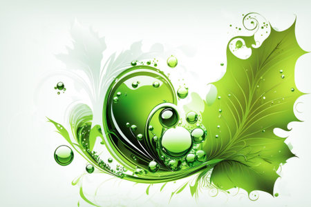 Green abstract floral background. Decorative foliage illustration. Created with Generative AI technology.の素材