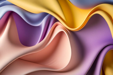 Abstract wave of colorful fabric wallpaper illustration. Created with Generative AI technology.の素材
