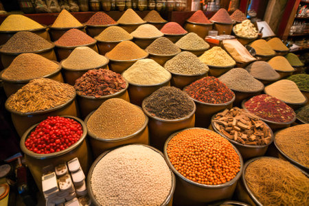 Middle east spice market. Created with Generative AI technology.の素材