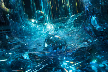 Illustration of artificial intelligence or quantum computer concept. Created with Generative AI technology.の素材