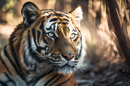 Tiger in nature. Created with Generative AI technology.の素材