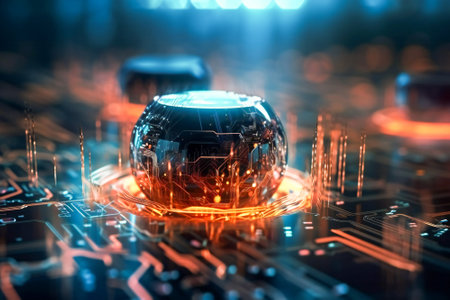 Generic information technology, computer architecture or artificial intelligence abstract concept illustration. Created with Generative AI technology.の素材