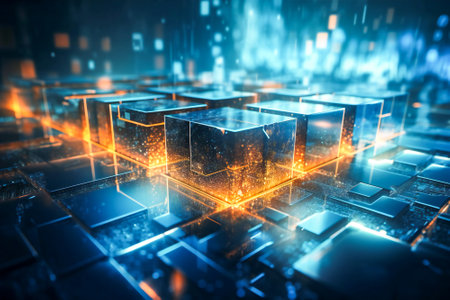 Generic information technology, computer architecture or artificial intelligence abstract concept illustration. Created with Generative AI technology.の素材