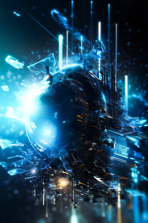 Generic information technology, computer architecture or artificial intelligence abstract concept illustration. Created with Generative AI technology.の素材
