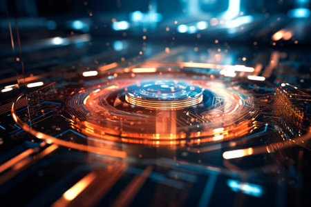 Generic information technology, computer architecture or artificial intelligence abstract concept illustration. Created with Generative AI technology.の素材