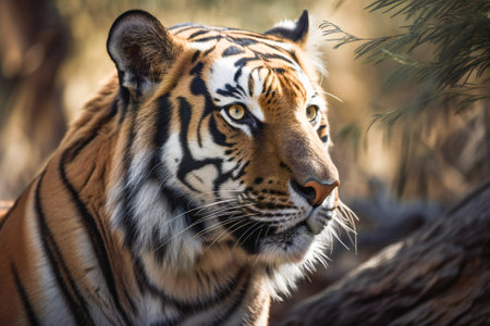 Tiger in nature. Created with Generative AI technology.の素材
