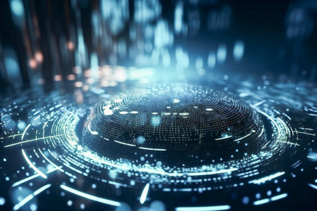 Generic information technology, computer architecture or artificial intelligence abstract concept illustration. Created with Generative AI technology.の素材