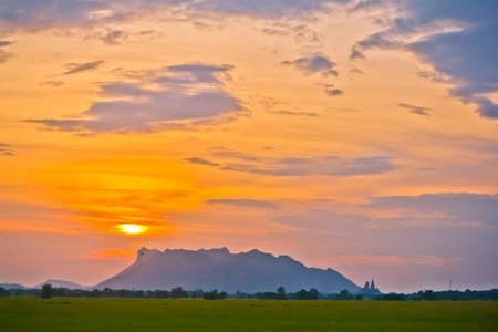 back farm rice sunset in Thailand ,の写真素材