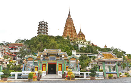 thai temple and Chinese temple in kanchanaburi thailandの写真素材