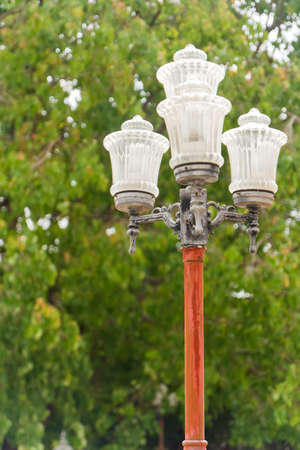 head pole lamp in thai templeの写真素材
