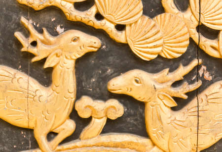 chinese art in temple kanchanaburi thailandの写真素材