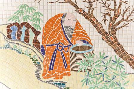 chinese art in temple kanchanaburi thailand