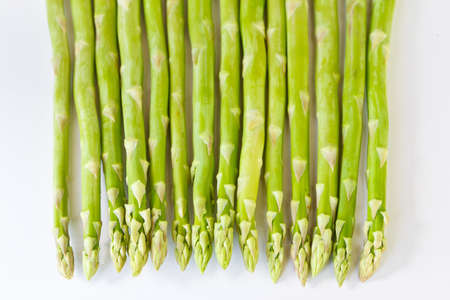 Fresh asparagus on a white backgroundの写真素材