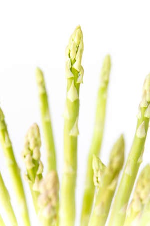 green fresh asparagus on white backgroundの写真素材