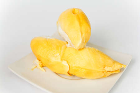 Ready to eat durian on a white backgroundの写真素材