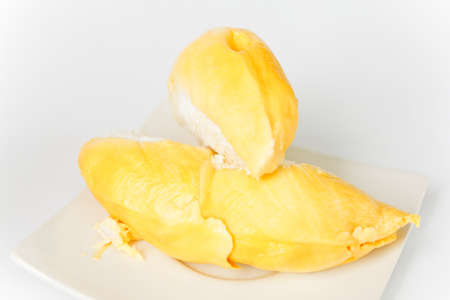 Ready to eat durian on a white backgroundの写真素材