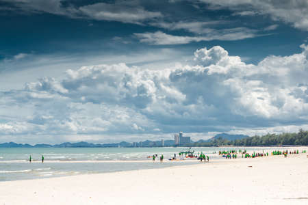 Cha -Am Beach, a famous beach, Thailandの写真素材