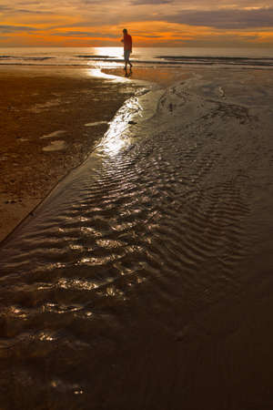 Cha-Am Beach. the morning ,silhouette,thailandの写真素材
