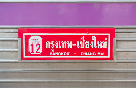 Signs for the train, from Bangkok - Chiang Maiのeditorial素材