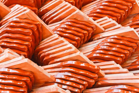 Temple tile roof, new setの写真素材