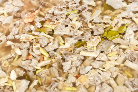 Chitterlings boiled , cooking with herbs, Thailand style