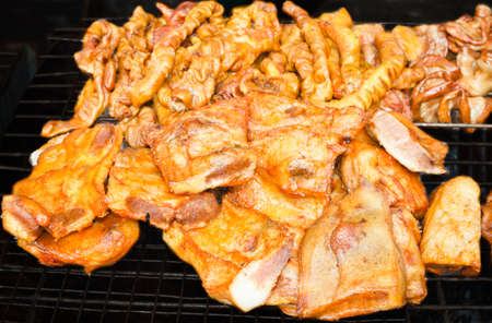 Grilled Chitterlings on the stove の写真素材