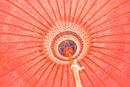 Red paper umbrella, made at  bosang,  の写真素材