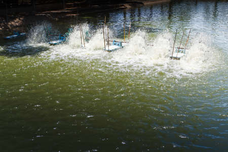 Turbine aeration in water, is active in the pool water の写真素材