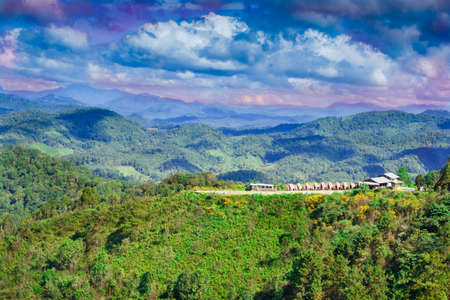 Thatched bungalows very cheap  Surrounded by mountains の写真素材