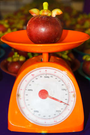 Small weighing machine for weighing of mangosteen の写真素材