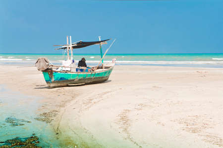 Boat and Cha -Am beach, famous Thailand.の写真素材