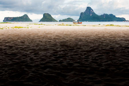 Prachuap beach and boat.の写真素材
