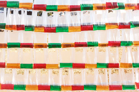 Decorating with colored water in plastic bags