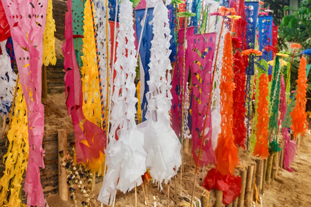 Decorative flag in northern Thai style.の写真素材