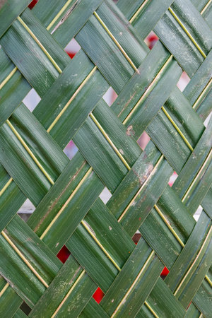 Mats woven from coconut leavesの写真素材