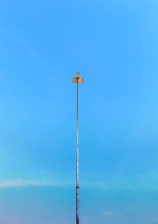 lamp post on blue sky background with copy space for add text