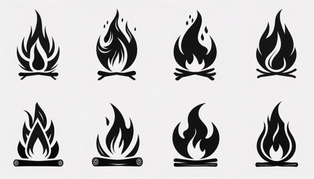 Fire icon set isolated on white background. Vector illustration for your designのイラスト素材