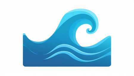 Blue water wave icon isolated on white background. Vector Illustration.