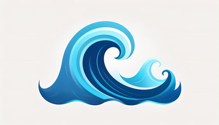 Blue water wave on white background. Vector illustration for your design.のイラスト素材