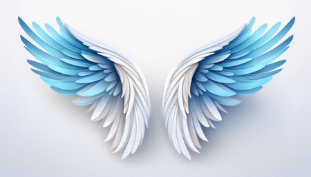 3d rendering of origami wings on a white background. 3d illustration.