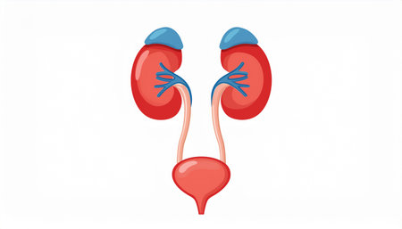 Human kidneys on a white background. Vector illustration. Eps 10.のイラスト素材