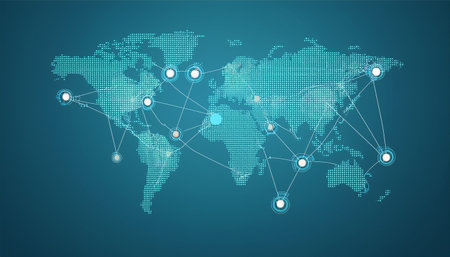 Abstract world map background. Vector illustration. Global network connection concept.