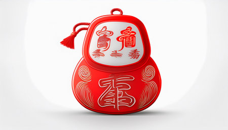 Chinese New Year red lantern on white background. 3D rendering.のイラスト素材