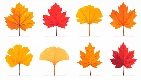 Set of autumn maple leaves isolated on white background. Vector illustration.のイラスト素材