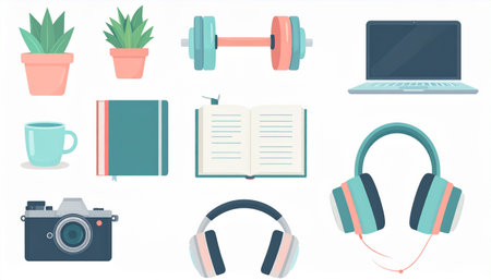 Vector illustration of a set of icons on the theme of gadgets and gadgets.