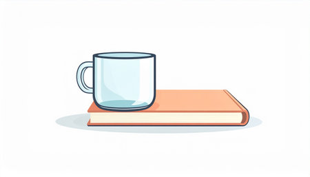 Cup of coffee and book isolated on white background. Vector illustration.のイラスト素材