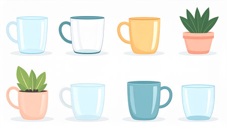 Coffee mugs set. Vector illustration of coffee mugs.のイラスト素材