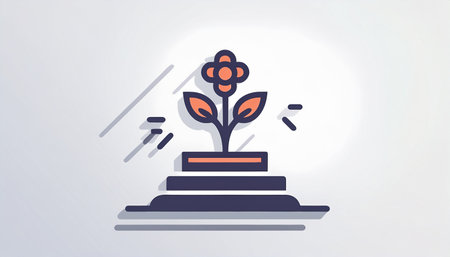 Flower on the pedestal. Vector illustration in flat design style.のイラスト素材