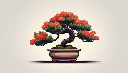 Bonsai tree in a pot. Vector illustration. Eps 10のイラスト素材