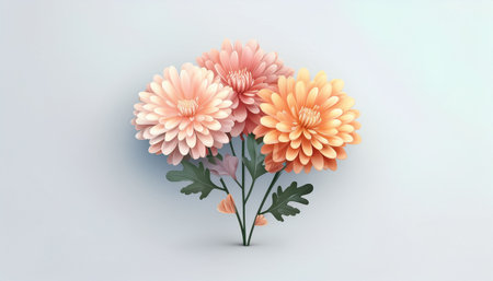 3d render of pink chrysanthemum flowers on white backgroundのイラスト素材